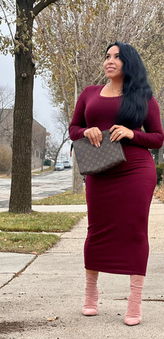 FOX DRESS BURGUNDY